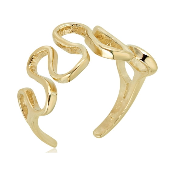 AVORA 10K Yellow Gold Adjustable Wavy Wave Toe Ring