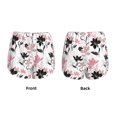 thumbnail image 3 of Yiaed Lilies Flowers Print Women's Running Shorts with Liner 3 Zipper Pockets Elastic Workout Athletic Gym Yoga Shorts-X-Large, 3 of 7