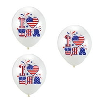 3Pcs Fourth of July Patriotic Rubber Balloons 12 Inch American Flag Stars and Stripes Design Independence Day Party Decorations Festive Event Supplies