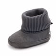 thumbnail image 4 of Dakaela 0-18M Baby Booties Newborn Infant Knit Sock Shoes Toddler Boys Girls Winter Warm Unisex First Walkers Ankle Crib Slippers Dark Gray, 4 of 6