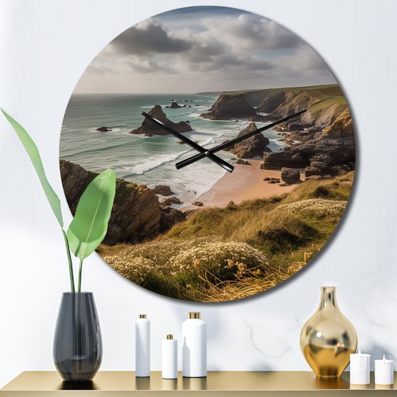 Designart "Expansive Coastal Views V" Coastal Oversized Wall Clock