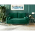 thumbnail image 1 of Koby Home's Collection Aspen Transitional Loveseat, Upholstered in Performance Velvet with Round Arms, Cushion Back, and Metal Legs, 2-Seater for Small Space, Emerald Green Color, 1 of 4
