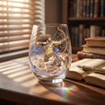 thumbnail image 2 of SLYNSHome Stemless Wine Glass With Vintage Embroidery Style, Astrology Horoscope Printed Glass Cup,Drinkware Gift For Home Bar, 2 of 6
