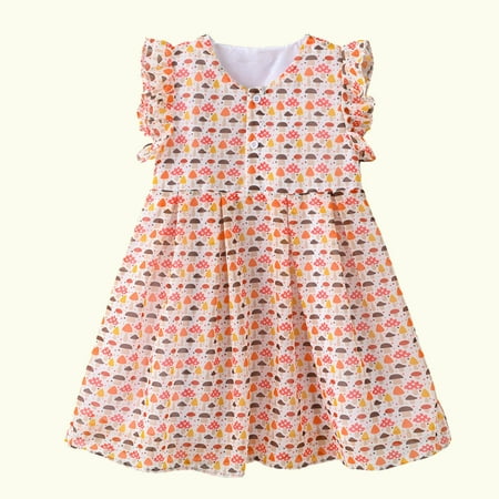 

Summer Savings Clearance! Edvintorg 12Months-5Years Dress For Kids Girl Fashion Cute Sleeveless Sweet Cartoon Print Ruffle Beach Dress Children s Dresses