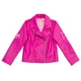 thumbnail image 1 of Chaqueta Barbie de piel sintética para niñas pequeñas, color rosa metalizado, 7-8, 1 of 6
