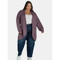 thumbnail image 2 of Terra & Sky Women's Plus Cable Knit Duster Cardigan, Midweight, Sizes 0X-5X, 2 of 5