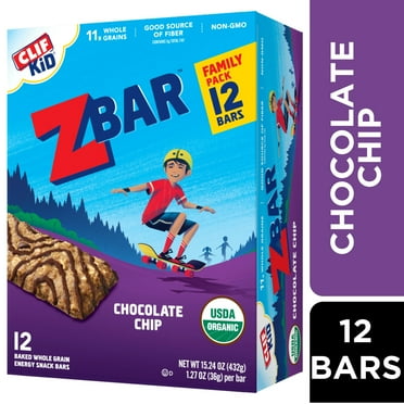 Zbar Chocolate Chip Flavor Soft Baked Snack Bars, Organic Granola Bars, 12ct