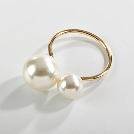 

Fennco Styles Elegant Faux Pearl Napkin Ring - Set of 4 (Gold)