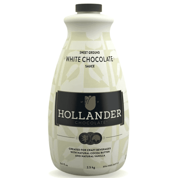 Hollander Chocolate White Chocolate Coffe Sauce Perfect for the Professional or Home Barista, 64oz Plastic Jug without Pump included
