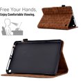 thumbnail image 3 of Embossed Folio Flip Smart Case for Amazon Kindle Fire HD8 / HD8 Plus 2020/2022/2024, Premium PU Leather Kickstand Card Slots Magnetic Auto Sleep / Wake with Pen Slot Case, Brown, 3 of 5