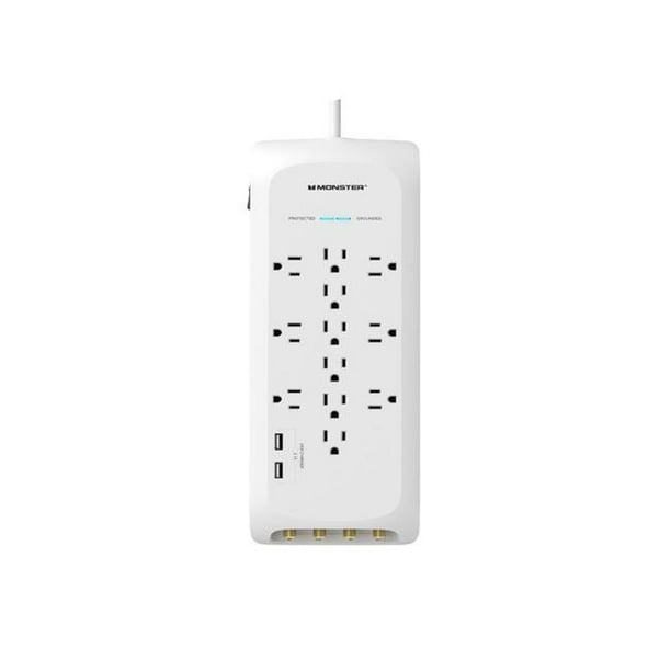 Monster 3001110 6 ft. 12 Outlets Power Strip with Surge Protection, White