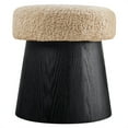 thumbnail image 2 of Ketra Round Faux Shearling Ottoman Footstool in Oatmeal Black, 2 of 7