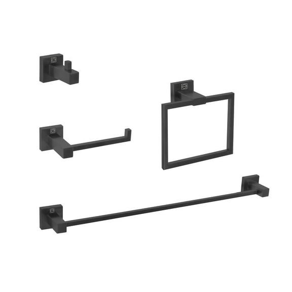 Elegant Kitchen and Bath Isla 4-Piece Bathroom Hardware Set in Matte Black