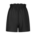thumbnail image 5 of Women's High Waisted Linen Shorts with Pockets and Drawstring, Casual Flowy Elastic Waistband Summer Beach Vacation Lounge Wear Travel Essentials | Aestivo,Black L, 5 of 9