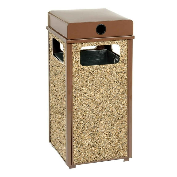 Global Industrial Stone Panel Trash Weather Urn, Brown 12 Gallon, 13-1/2" Square