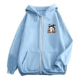 thumbnail image 3 of FASHOFT Zip Up Hoodie Women Oversized Halloween Graphic Fleece Jacket with Pockets Funny Ghost Spooky Season Sweatshirt Light Blue XXL, 3 of 3