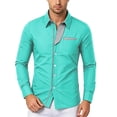 thumbnail image 2 of Daiosportswear Men's Casual Long Sleeve Dress Shirts Business Slim Fit Beach Yoga Shirt Button-Down Collar Blouse with Pockets Green M, 2 of 6