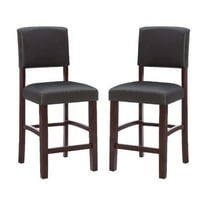 Pemberly Row 24" Wood Counter Stool in Espresso Brown - Set of 2