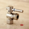 thumbnail image 2 of Kingston Brass CC44102DL 1/2" FIP x 1/2" or 7/16" Slip Joint Angle Stop Valve, Polished Brass, 2 of 5