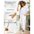 thumbnail image 4 of Nmnitkp Linen Pants Women Fashion 2025 Casual Lightweight Drawstring Elastic Waist Pants with Pockets White,L, 4 of 8