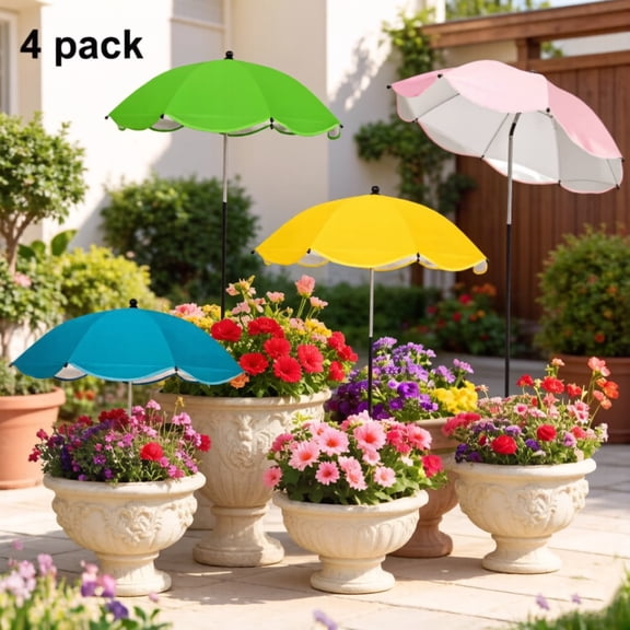 DZORUN Plant Umbrellas for Outdoor Plants 23" Larger Sun Shade Adjustable Angle for Garden Potted Flower 4 Pack Plant Cover From Sun Tent