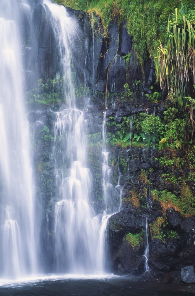 Hawaii Maui One Of Many Cascading Waterfalls Found Along Hana Coast