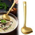 thumbnail image 2 of Stainless Steel Soup Drizzle Spoon - 8.67 Inch Polish Ladle with Spout, Dishwasher Safe Serving Spoon for Broth, Sauce, and Gravy, Kitchen Utensil for Cooking and Serving, 2 of 9