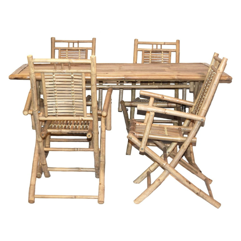 Bamboo54 Bamboo 5 Piece Patio Dining Set - Walmart.com - Walmart.com