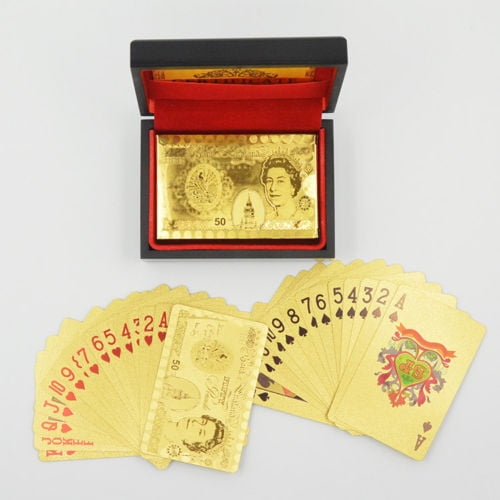 24K GOLD plated Plastic Poker Cards Waterproof £50 Playing Cards