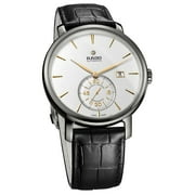 Rado DiaMaster Petite Seconde Automatic COSC Ceramic & Titanium White Dial Black Leather Strap Date Mens Watch R14053016