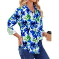 thumbnail image 3 of Fantaslook Womens Button Down Shirts Boho Floral Printed Long Sleeve Blouses Business Work Shirt Dressy Casual Loose Tops, 3 of 10