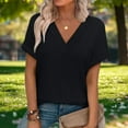 thumbnail image 2 of Riecok T Shirts for Women V Neck Short Sleeve Tops Lightweight Breathable Blouses Solid Trendy Summer Tees, 2 of 8