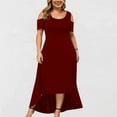 thumbnail image 5 of Brilliant Summer Dresses for Women Plus Size Plus Size Women Sexy Strapless Draw Back Short Sleeve Dress Holiday Party/Red Clothes under $5.00, 5 of 5