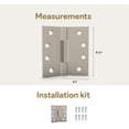 thumbnail image 5 of Mega Handles | Square Barrel Hinges | Satin Nickel | 2 Pack, 5 of 6