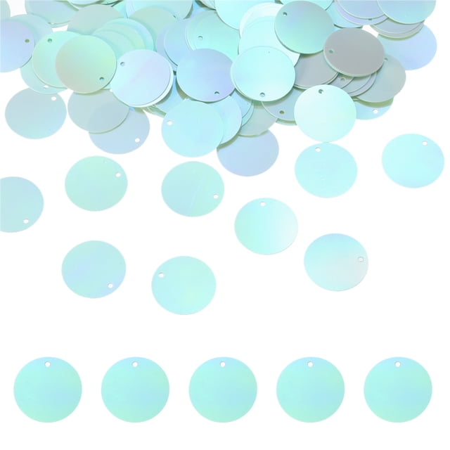 450 PCS Flat Round Sequins, 20mm/0.8 Resin Gradient AB Green Loose Sequins Paillettes with Single Holes
