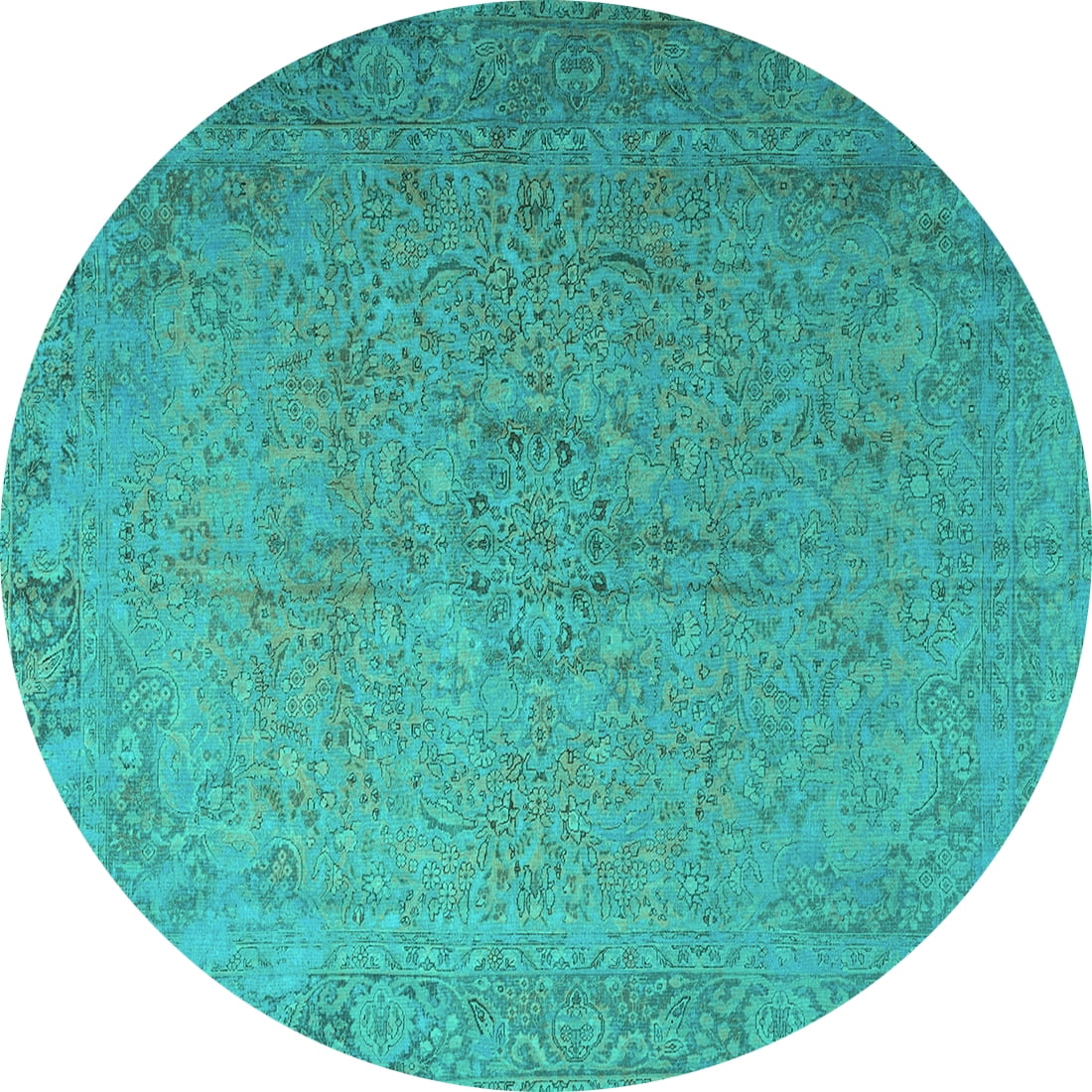 Ahgly Company Indoor Round Persian Turquoise Blue Traditional Area Rugs ...