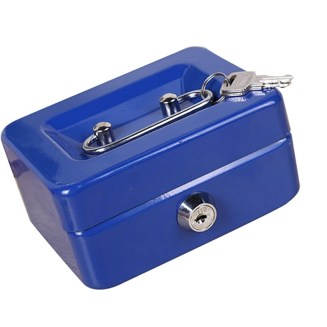 Metal Cash Box with Money Tray Lock Box, Mini Money Saving Organizer for Household Cash Management, Portable Money Storage Safe for Car