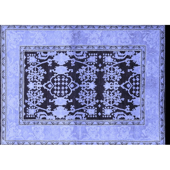 Ahgly Company Machine Washable Indoor Rectangle Oriental Blue Industrial Area Rugs, 2' x 4'