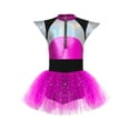 thumbnail image 3 of Aislor Kids Girls Alien Shiny Metallic Sequins Dance Leotard Tutu Dress Cosplay Party Fancy Costume Hot Pink 16, 3 of 7
