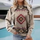 thumbnail image 2 of Sudadera de manga larga con cuello redondo y estampado geométrico para mujer, estilo informal, para ir de compras, 2 of 5