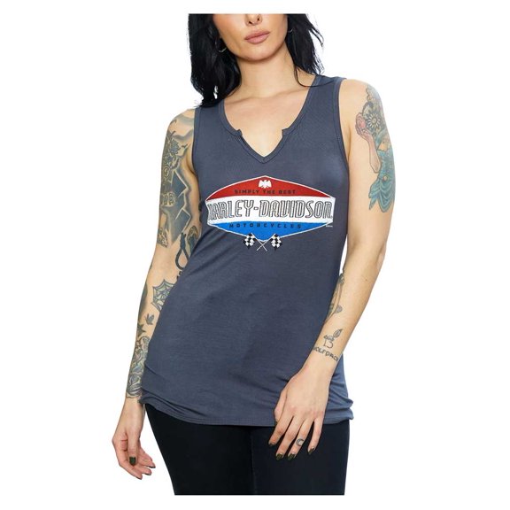 Harley-Davidson Women's Race Ready V-Neck Fullback Sleeveless Tank Top (1X), Harley Davidson