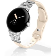 ERUCND-Slim Bowknot Silicone Band Compatible with Google Pixel Watch 4 3 41mm/ Pixel Watch 2 1 Band Women,Thin Silicone Waterproof Straps Replacement Wristbands for Google Smartwatch 41mm Accessory