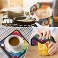 thumbnail image 4 of Colorful Rainbow Tie Dye Spiral Pattern Kitchen Oven Mitt and Pot Holder Sets 2 Pcs for Baking, Cooking and Grilling, Heat Resistant Up To 392 °F, 4 of 7