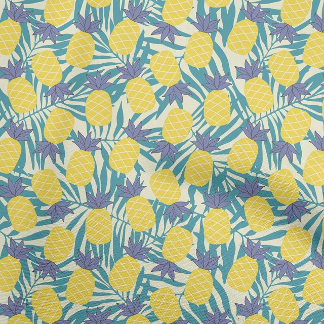 oneOone Rayon Violet Fabric Tropical Pineapple With Leaf Craft Projects Decor Fabric Printed By The Yard 56 Inch Wide