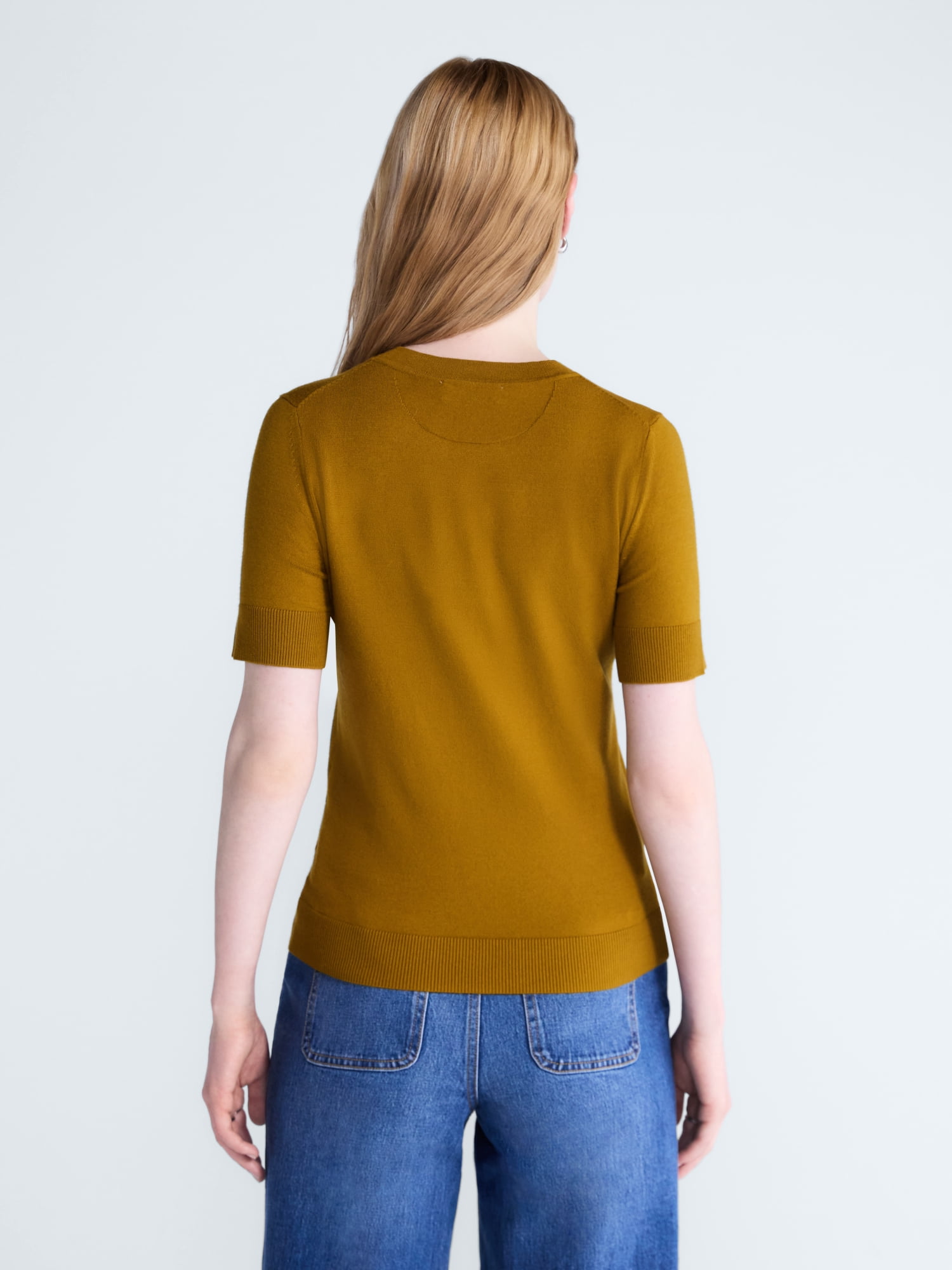 Free Assembly Women's and Women's Plus Cozy Yarn Sweater Tee with Short Sleeves, Sizes XS-4X