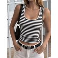 thumbnail image 5 of Women's U-Neck Striped Fitted Cropped Sleeveless Tank Top Black S, 5 of 7