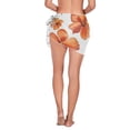thumbnail image 3 of Red Flowers Women Coverups Beach Cover Up Chiffon Swimsuit Bikini Wrap Short Skirt Beach Slit Tie Waist, 3 of 8