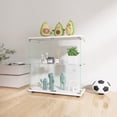 thumbnail image 3 of Holaki Two-door 2 Shelves Glass Display Cabinet with Door, Floor Standing Curio Bookshelf for Living Room Bedroom Office, 33.35"x 31.69"x 14.37",White, 3 of 7