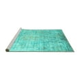 thumbnail image 2 of Ahgly Company Machine Washable Indoor Round Abstract Turquoise Blue Contemporary Area Rugs, 7' Round, 2 of 4