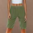 thumbnail image 5 of CheerKidz Women's Summer Capri Shorts Solid Color Casual Shorts with High Waist and Pockets Stretch Comfortable Running Shorts(Army Green,S), 5 of 9